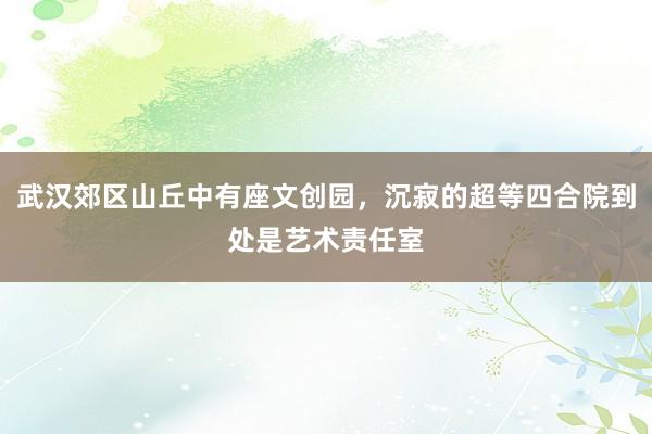 武汉郊区山丘中有座文创园，沉寂的超等四合院到处是艺术责任室