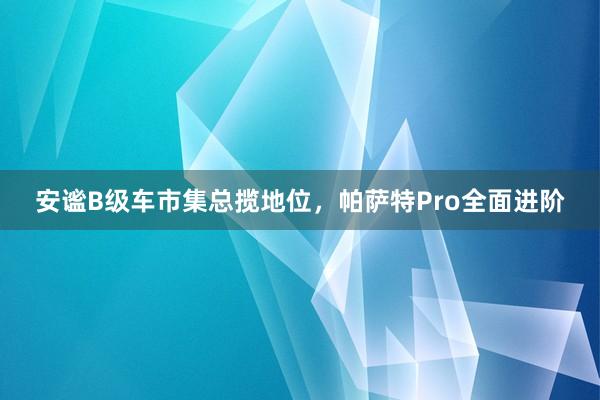 安谧B级车市集总揽地位，帕萨特Pro全面进阶