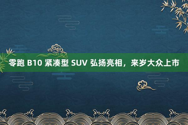 零跑 B10 紧凑型 SUV 弘扬亮相，来岁大众上市
