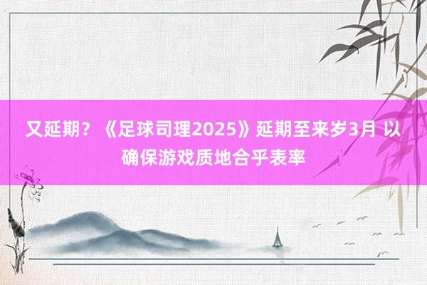 又延期？《足球司理2025》延期至来岁3月 以确保游戏质地合乎表率